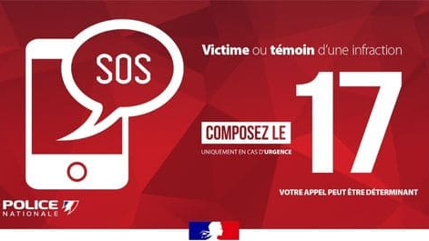 Victime ou témoin d'une infraction, composez le 17.