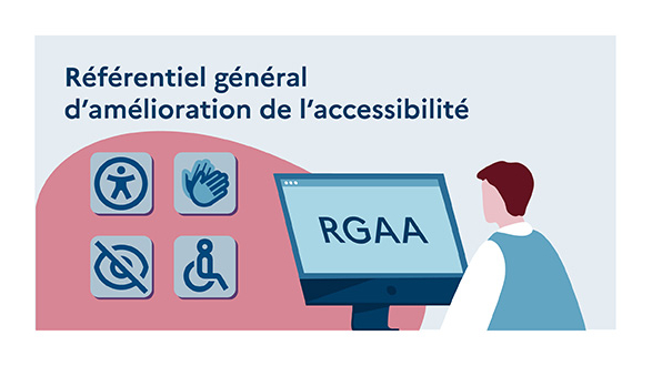 Personne devant un ordinateur dans lequel il est noté RGAA.